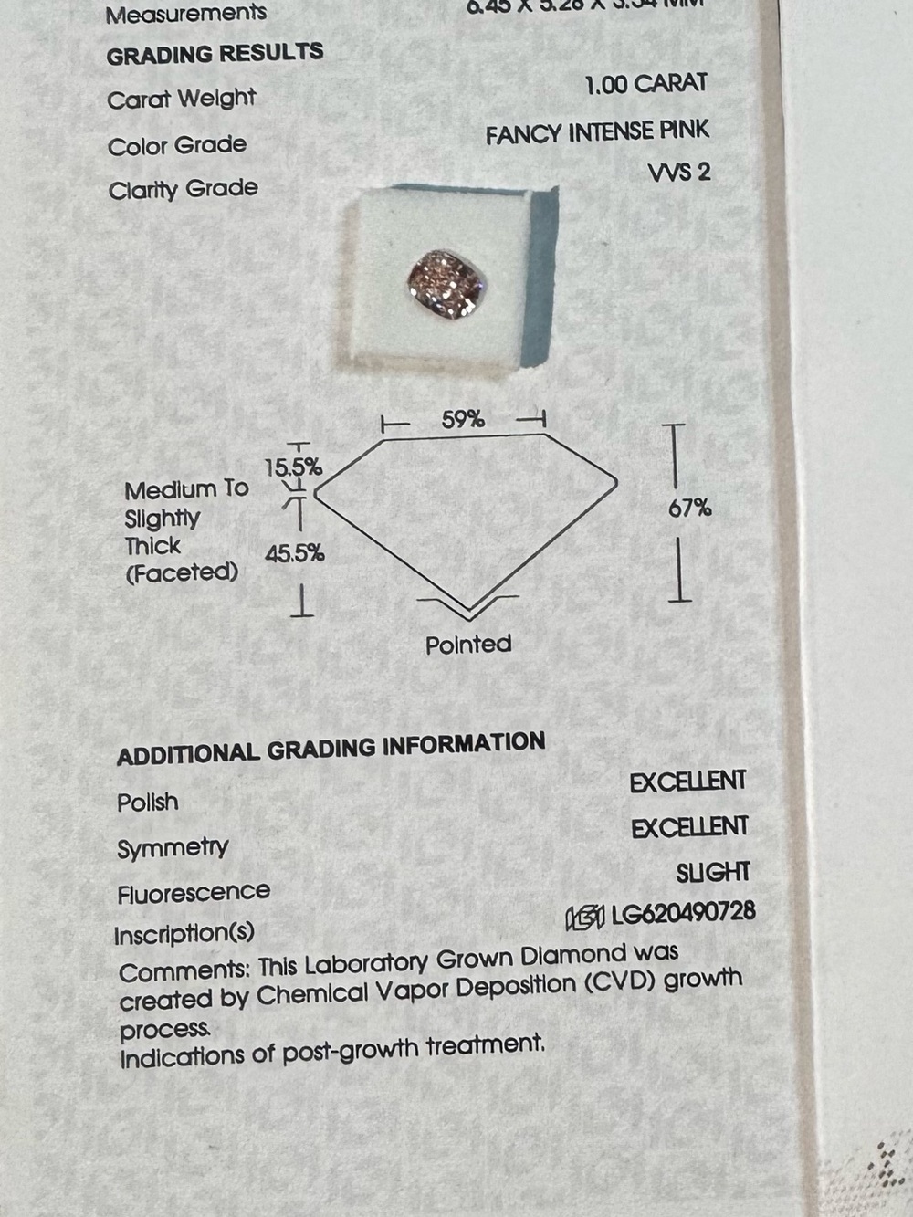 Fancy Intense Pink 1.00 Carat Cushion Diamond (VVS2)